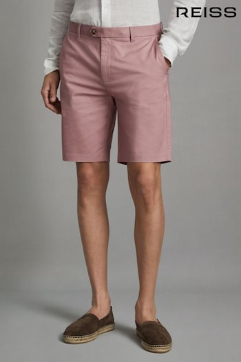 Reiss Dusty Pink Wicket Modern Fit Cotton Blend Chino Shorts (N74258) | £78