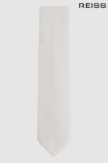 Reiss Cream Giotto Textured Silk Blend Tie (N74281) | £68