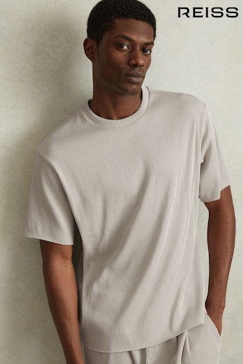 Reiss Silver Skyee Oversized Ribbed Crew Neck T-Shirt (N74285) | £58