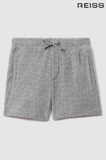 Reiss Soft Grey Fletcher Towelling Drawstring Shorts (N74294) | £36