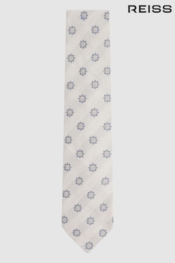 Reiss Ivory Monreale Linen Silk Medallion Print Tie (N74303) | £68