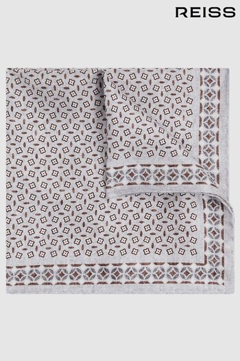 Reiss Soft Ice Nicolo Silk Floral Print Pocket Square (N74311) | £38