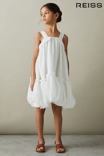 Reiss Ivory Emeri Junior Seersucker Bubble Hem Dress (N74334) | £70