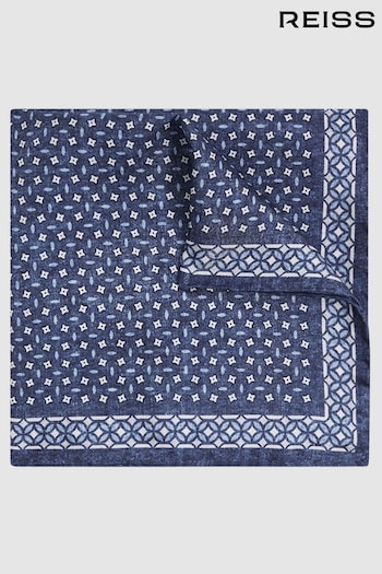 Reiss Indigo Nicolo Silk Floral Print Pocket Square (N74393) | £38