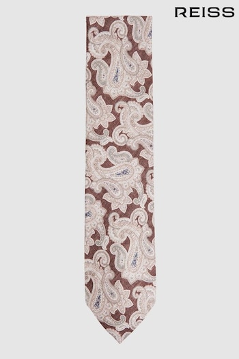 Reiss Tobacco/Oatmeal Giovanni Silk Paisley Print Tie (N74409) | £68