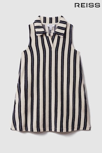 Reiss Ivory Print Felicia Teen Towelling Open Collar Dress (N74424) | £43
