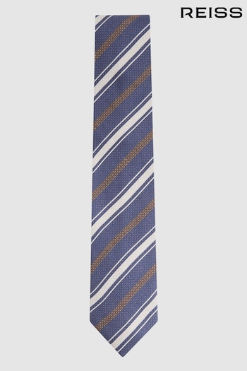Reiss Indigo Duomo Silk Striped Tie (N74428) | £68