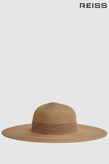 Reiss Natural Emma Wide Brim Raffia Hat (N74443) | £78