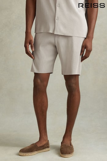 Reiss Silver Conor Ribbed Elasticated Waist Shorts moi (N74446) | £78