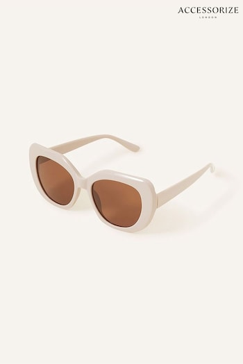 Accessorize Oversized Cream Soft Cateye Sunglasses (N74509) | £16