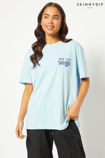 Skinnydip Oversized Blue See You Never Graphic T-Shirt (N74553) | £22