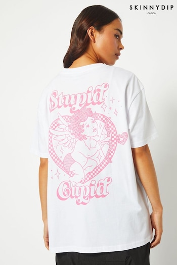 Skinnydip Oversized Stupid Cupid White T-Shirt (N74554) | £22