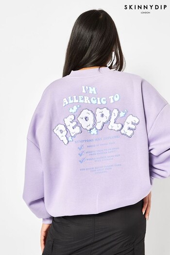 Skinnydip Oversized Purple Allergic to People Sweatshirt (N74558) | £35