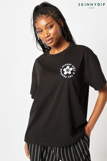 Skinnydip Oversized Sounds Like A You Problem Black T-Shirt (N74571) | £22