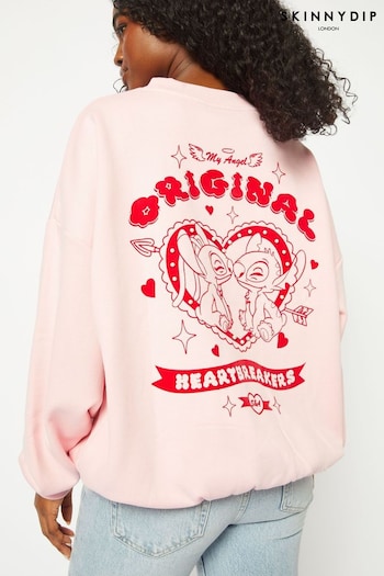 Skinnydip Pink Disney Stitch & Angel Original Heartbreakers Sweatshirt (N74576) | £35