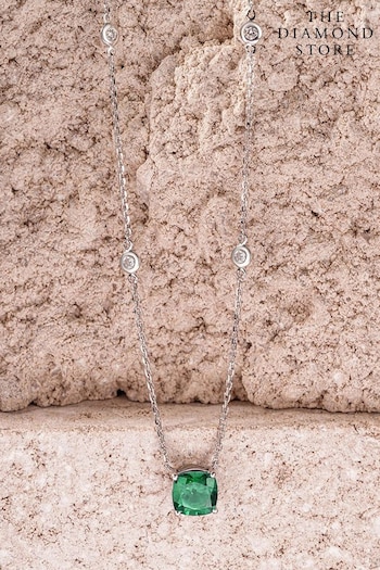 The Diamond Store Green Astra 1.70ct Lab Emerald And Diamond Necklace (N74605) | £149