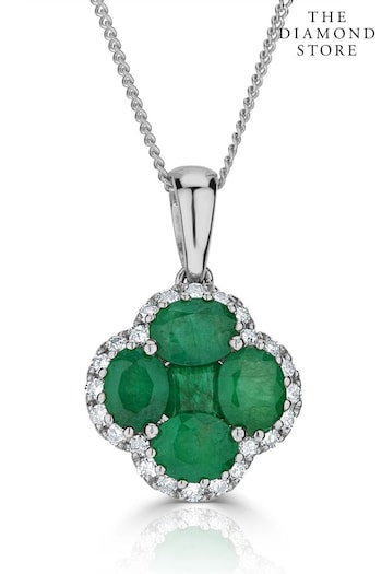 The Diamond Store Green Alegria 1.04ct 18K Emerald And Diamond Necklace (N74606) | £695