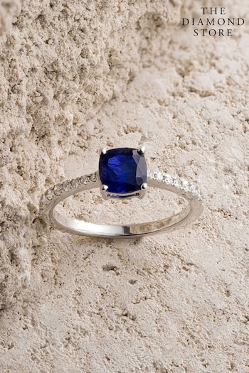 The Diamond Store Blue Astra 2.30ct Lab Sapphire And Diamond Solitaire Ring (N74608) | £199