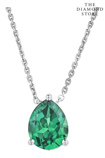 The Diamond Store Green Astra 2.40ct Lab Emerald And Diamond Pear Necklace (N74614) | £165