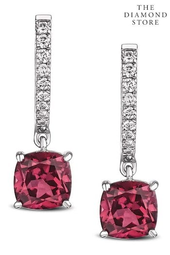 The Diamond Store Red Astra 4.00ct Lab Ruby And Diamond Drop Earrings (N74621) | £239