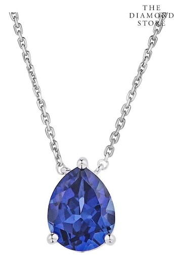 The Diamond Store Blue Astra 3.20ct Lab Sapphire And Diamond Pear Necklace (N74623) | £165