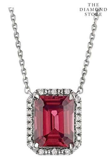 The Diamond Store Red Astra 1.80ct Lab Ruby And Diamond Halo Necklace (N74624) | £245