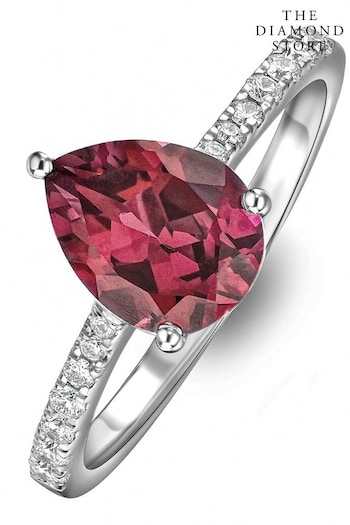 The Diamond Store Red Astra 3.50ct Lab Ruby And Diamond Pear Cut Ring (N74629) | £199