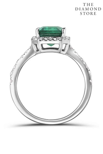 The Diamond Store Green Astra 1.50ct Lab Emerald And Diamond Halo Ring (N74637) | £249