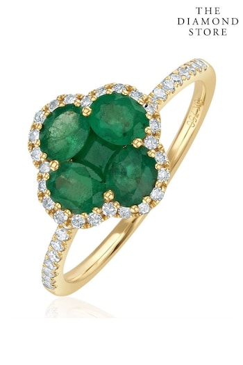 The Diamond Store Green Alegria 1.06ct Emerald and Diamond Ring (N74641) | £895