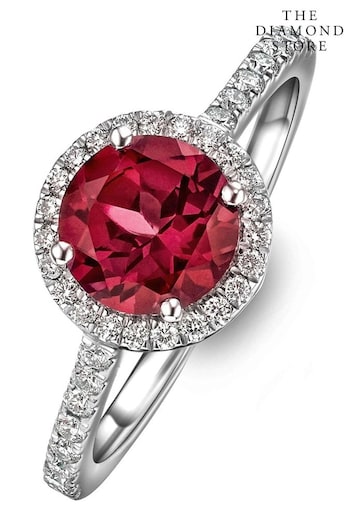 The Diamond Store Red Astra 3.60ct Lab Ruby And Diamond Halo Ring (N74645) | £279