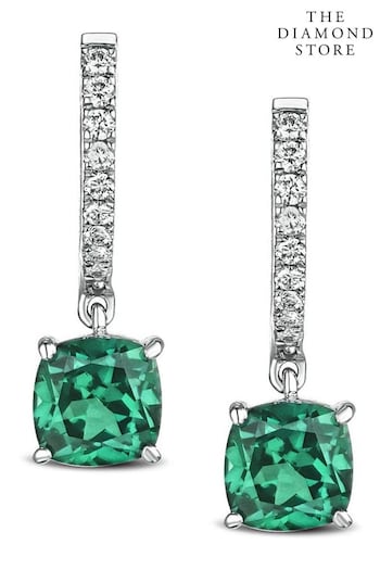The Diamond Store Green Astra 3.40ct Lab Emerald And Diamond Drop Earrings (N74647) | £239