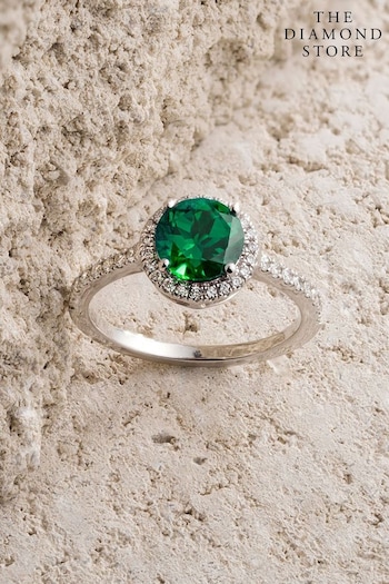The Diamond Store Green Astra 2.50ct Lab Emerald And Diamond Halo Ring (N74655) | £279