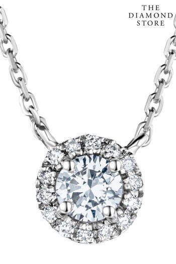 The Diamond Store White 0.40ct 9K Lab Diamond Halo Necklace (N74658) | £399