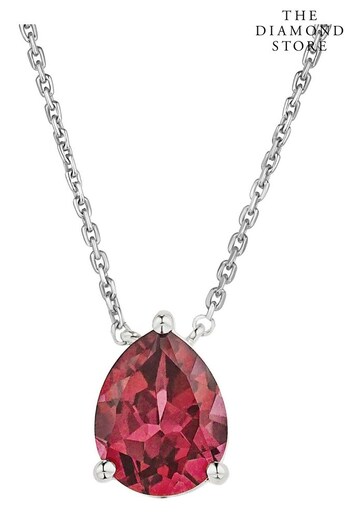 The Diamond Store Red Astra 3.50ct Lab Ruby And Diamond Pear Cut Necklace (N74659) | £165