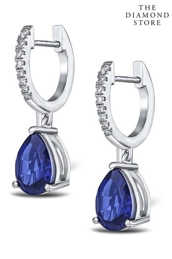 The Diamond Store Blue Astra 6.50ct Lab Sapphire And Diamond Pear Earrings (N74668) | £229