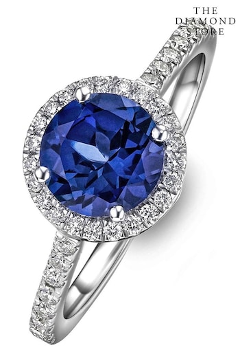 The Diamond Store Blue Astra 3.60ct Lab Sapphire And Diamond Halo Ring (N74670) | £279