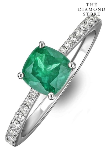 The Diamond Store Green Astra 1.70ct Lab Emerald And Diamond Solitaire Ring (N74671) | £199