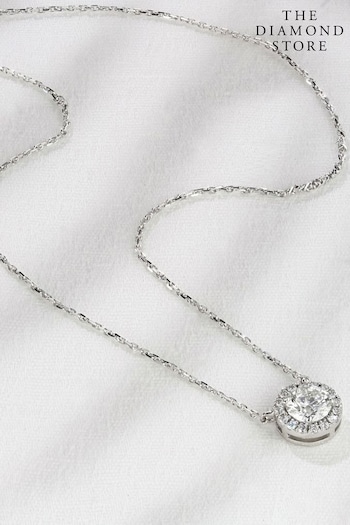 The Diamond Store White 0.70ct Lab Diamond Halo Necklace (N74684) | £499