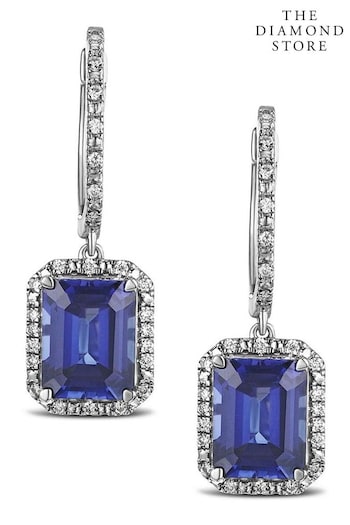 The Diamond Store Blue Astra 4.00ct Lab Sapphire And Diamond Drop Earrings (N74685) | £349