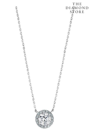 The Diamond Store White 1.00ct 9K Lab Diamond Halo Necklace (N74696) | £699