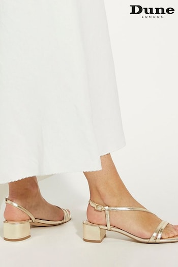 Dune London Gold Maryanna Low Block Heel Sandals (N74715) | £80