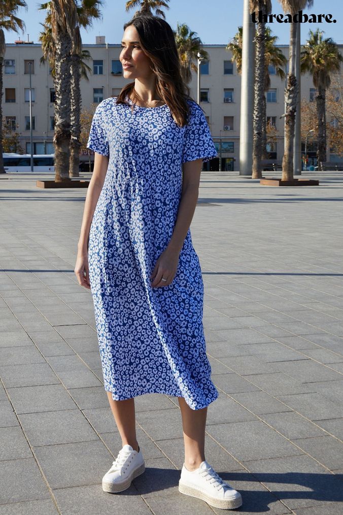 Buy Women s Midi Short Sleeve 100 Cotton Dresses Online Next UK