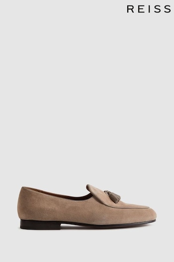 Reiss Taupe Harry Suede Slip-On Belgian Loafers (N74811) | £178
