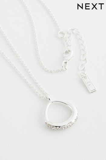 Silver Tone Open Teardrop Necklace (N74820) | £10