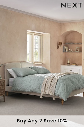 Chunky Chenille Natural Oyster Hove Upholstered Bed Frame (N74866) | £440 - £540