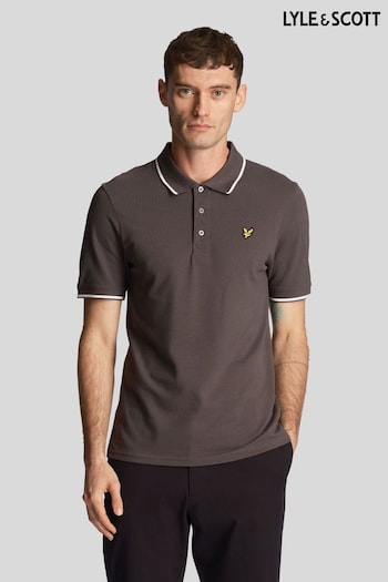 Lyle & Scott Grey Tipped Polo Logo Shirt (N74882) | £55