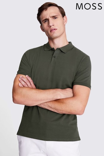 MOSS Khaki Green Pique Polo Shirt (N74886) | £30