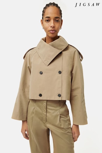 Jigsaw Cream Cropped Cotton Trench Jacket (N74908) | £220