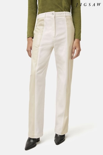 Jigsaw Cream Beck Patent Panelled Jeans (N74909) | £160