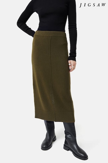 Jigsaw Green Pencil Knitted Skirt (N74938) | £125